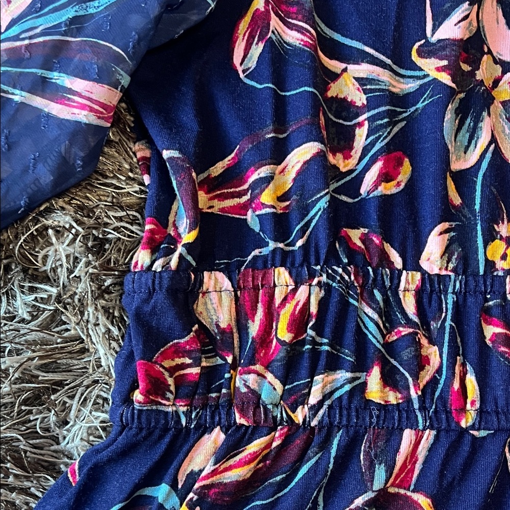 Cupio Navy Floral Long Sheer Sleeve Dress - Picture 8 of 12